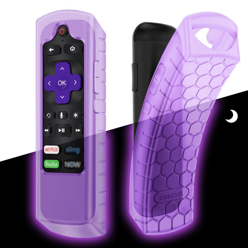 CaseBot Case for Roku Voice Remote RCA1R/RCAL7R, Express HD/4K+, Ultra LT Enhanced Voice, Express 3930, Premiere+ 3921, Streaming Stick+ Remote, Anti Slip Shockproof Silicone Cover, Purple Glow - Image 1